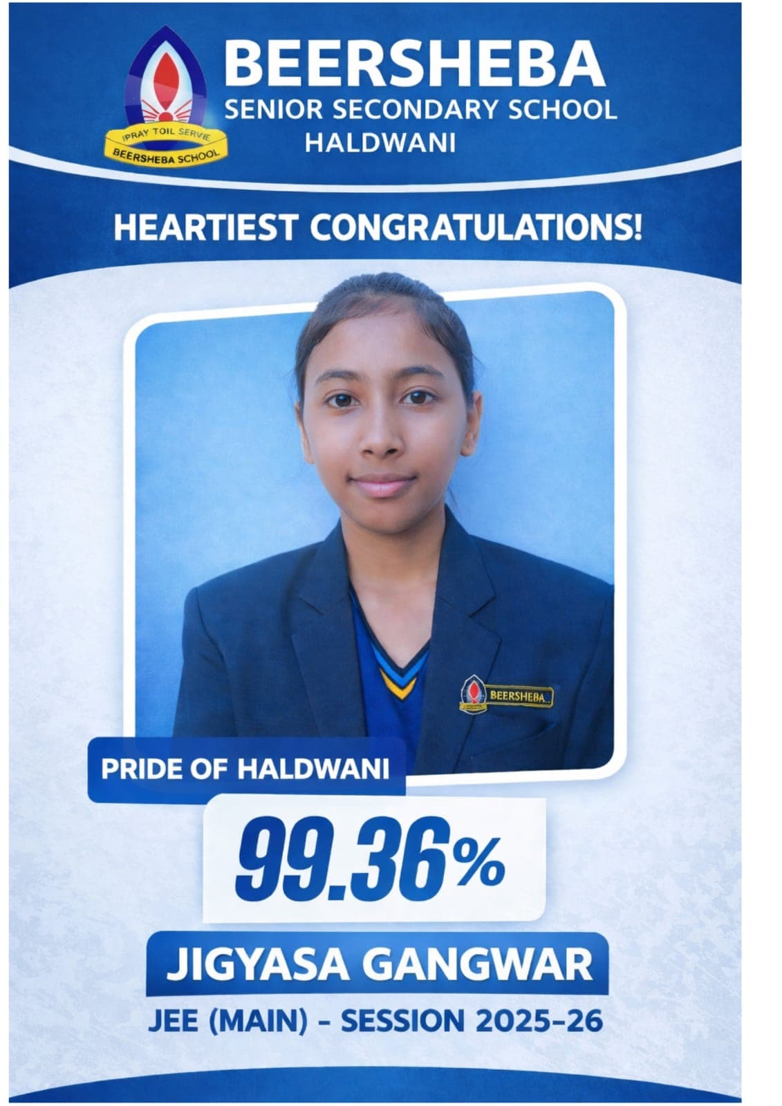 Featured news: 🏆 Pride of Beersheba – JEE (Main) 2025-26 Achievement 🏆 [Click to view more]