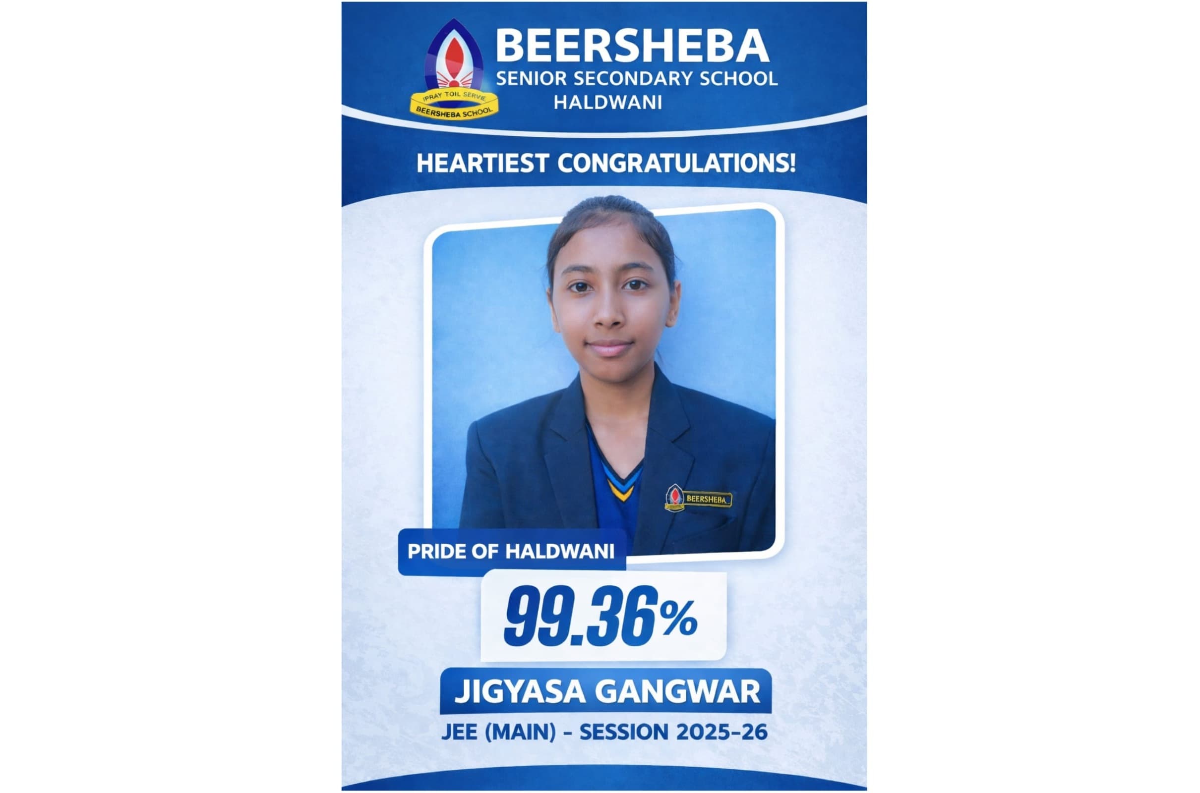 🏆 Pride of Beersheba – JEE (Main) 2025-26 Achievement 🏆 [Click to view more]